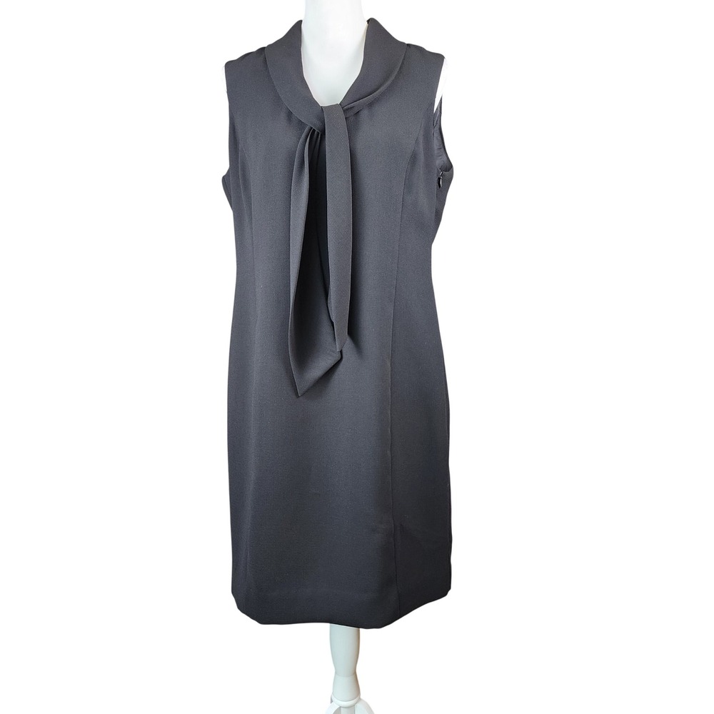 Calvin Klein Sheath Dress Womens 12 Black Tie Neck Classic Business Office Event